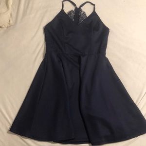 Francesca’s dark blue dress